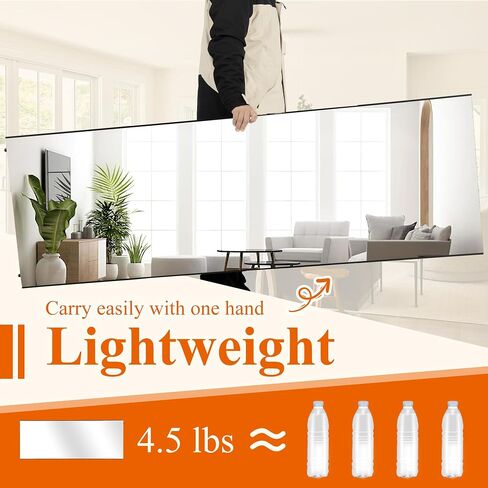 PexFix 71"x24" Full Length Mirror Glassless Mirror Full Length Unbreakable Gym Mirror Wall Mirror Large Black Mirror Glassless Nano Film Shatterproof Mirror Ceiling Mirrors for Bedroom in Saudi Arabia