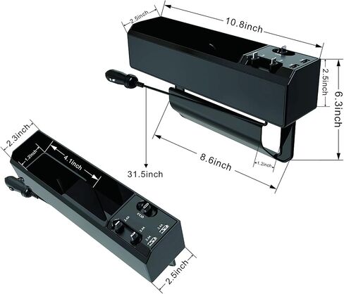 منظم حشو فجوات مقعد السيارة مع منفذي USB و3 كابلات شحن من النوع C وiOS وMicro USB وصندوق تخزين متعدد الوظائف ووحدة تحكم متقدمة لزيادة المساحة in Saudi Arabia