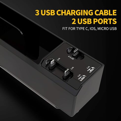 منظم حشو فجوات مقعد السيارة مع منفذي USB و3 كابلات شحن من النوع C وiOS وMicro USB وصندوق تخزين متعدد الوظائف ووحدة تحكم متقدمة لزيادة المساحة in Saudi Arabia