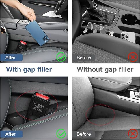 Grathia 2 Pack Leather Seat Gap Filler Universal for Car SUV Truck Fit Organizer Fill The Gap Between Seat and Console Stop Things from Dropping fit to Seat Gaps in Kuwait