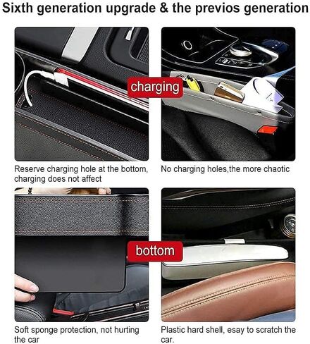 Car Seat Gap Filler, 2 Pack Multifunctional Car Seat Organizer with Cup Holder, Car Console Side Organizer for Cellphones, Wallets, Keys, Coin, Cards, Sunglasses, Passenger Side & Driver Side - Black in Saudi Arabia
