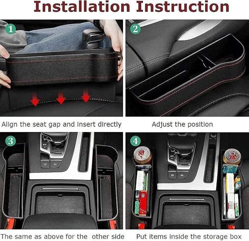 Car Seat Gap Filler, 2 Pack Multifunctional Car Seat Organizer with Cup Holder, Car Console Side Organizer for Cellphones, Wallets, Keys, Coin, Cards, Sunglasses, Passenger Side & Driver Side - Black in Saudi Arabia