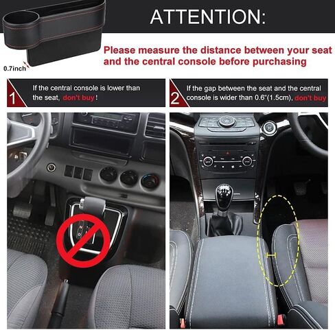 Car Seat Gap Filler, 2 Pack Multifunctional Car Seat Organizer with Cup Holder, Car Console Side Organizer for Cellphones, Wallets, Keys, Coin, Cards, Sunglasses, Passenger Side & Driver Side - Black in Saudi Arabia