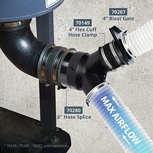 مجمع الغبار POWERTEC 70189V Y-Fitting | مخفض خرطوم من 6 بوصات إلى 4 بوصات لنظام جمع الغبار في الأعمال الخشبية in Kuwait