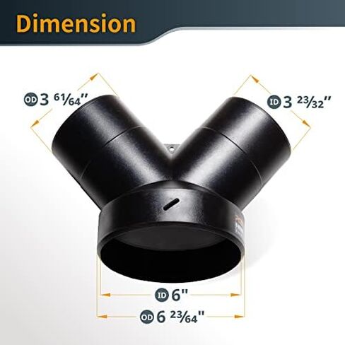 مجمع الغبار POWERTEC 70189V Y-Fitting | مخفض خرطوم من 6 بوصات إلى 4 بوصات لنظام جمع الغبار في الأعمال الخشبية in Kuwait