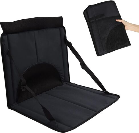 Stadium Seat for Bleachers with Back Support, Portable Bleacher Seats Cushion Wide for Sporting Events Outdoor Concerts, Black in Kuwait