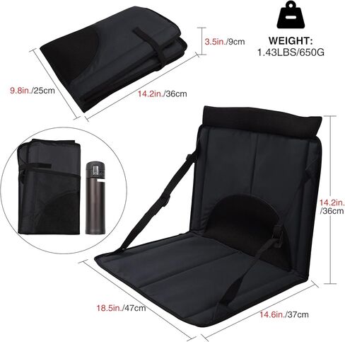 Stadium Seat for Bleachers with Back Support, Portable Bleacher Seats Cushion Wide for Sporting Events Outdoor Concerts, Black in Kuwait