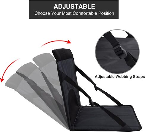 Stadium Seat for Bleachers with Back Support, Portable Bleacher Seats Cushion Wide for Sporting Events Outdoor Concerts, Black in Kuwait