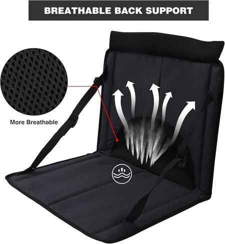 Stadium Seat for Bleachers with Back Support, Portable Bleacher Seats Cushion Wide for Sporting Events Outdoor Concerts, Black in Kuwait