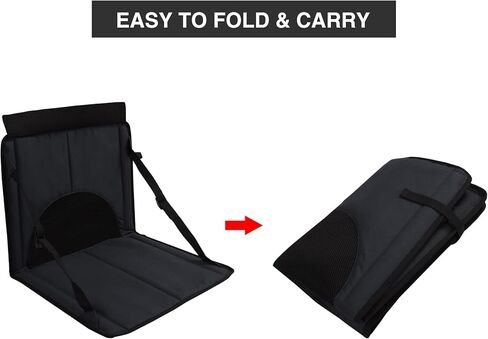 Stadium Seat for Bleachers with Back Support, Portable Bleacher Seats Cushion Wide for Sporting Events Outdoor Concerts, Black in Kuwait