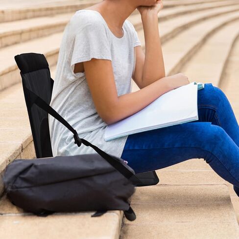 Stadium Seat for Bleachers with Back Support, Portable Bleacher Seats Cushion Wide for Sporting Events Outdoor Concerts, Black in Kuwait