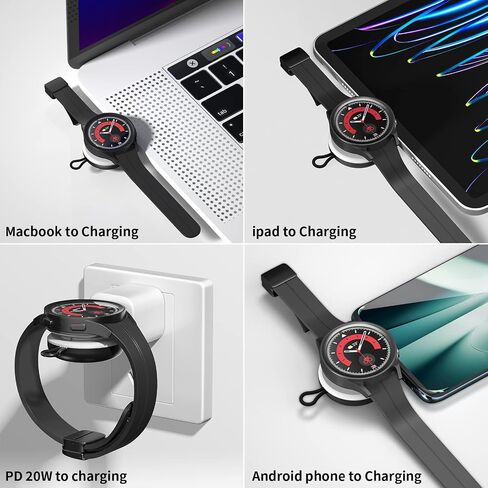Portable USB C for Samsung Watch Charger,Galaxy 5 Pro/6 Classic/6/5/4/4Classic/3/Acitve 2(No Gear S2/S3) Travel Magnetic Wireless Chargers Fast Charging (Transparent Tawny)… in Saudi Arabia