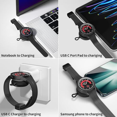 Portable USB C for Samsung Watch Charger,Galaxy 5 Pro/6 Classic/6/5/4/4Classic/3/Acitve 2(No Gear S2/S3) Travel Magnetic Wireless Chargers Fast Charging (Transparent Tawny)… in Saudi Arabia