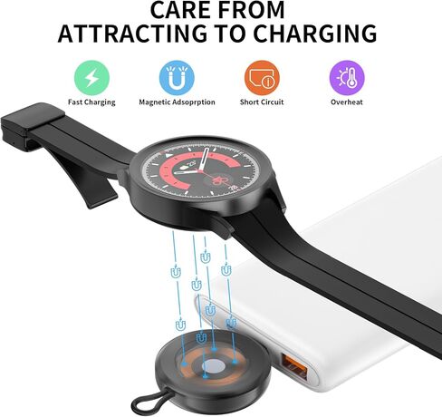 شاحن ساعة سامسونج جالاكسي، USB C محمول لاسلكي سريع الشحن لساعة جالاكسي 6 5 برو 4 كلاسيك 3 اكتيف 2، شواحن الساعات الذكية in Kuwait