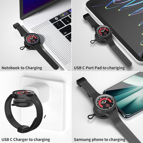 شاحن ساعة سامسونج جالاكسي، USB C محمول لاسلكي سريع الشحن لساعة جالاكسي 6 5 برو 4 كلاسيك 3 اكتيف 2، شواحن الساعات الذكية in Kuwait