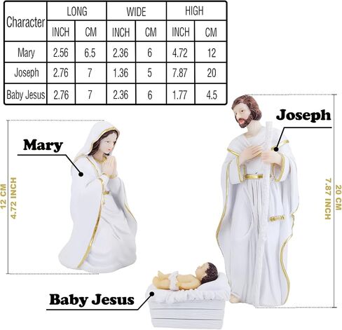 Nativity Figures, 3-Piece Set Sculpted Hand-Painted Resin Collectibles Figurines Statue Decor for Christmas Indoor in Saudi Arabia