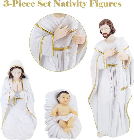 Nativity Figures, 3-Piece Set Sculpted Hand-Painted Resin Collectibles Figurines Statue Decor for Christmas Indoor in Saudi Arabia