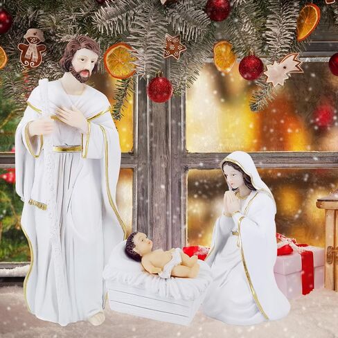 Nativity Figures, 3-Piece Set Sculpted Hand-Painted Resin Collectibles Figurines Statue Decor for Christmas Indoor in Saudi Arabia