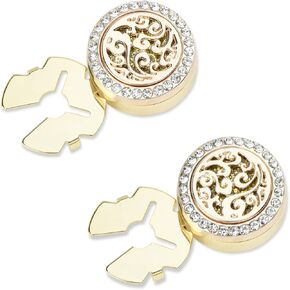 Vintage Crystal Stellar Bloom Lucky Cloud Motif Design Button Covers & Cufflinks Set - Snap-On Jewelry Clips for Shirts, Tuxedos, Dresses Wedding, Party, Formal Events Gift