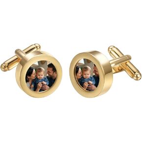 DIY Photo Cufflinks for Men Silver Gold Personalized Cuffs Suitable for Dad Husband Unique Jewelry with Box