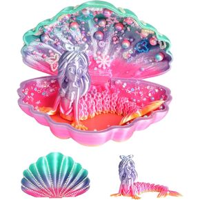 Yue Motion 3D Mermaid in a Shell - DIY Craft Kit for Kids ، لعبة إبداعية مصنوعة يدويًا ، زخرفة زخرفية ، نشاط أولياء الأمور ، هدية إبداعية للفتيات والفتيان (بيرل وايت)