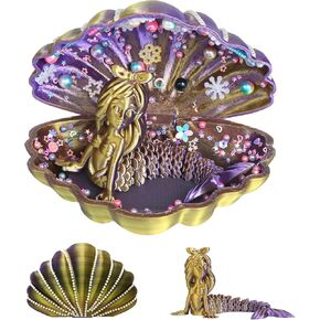 YUE MOTION 3D Printed Mermaid in a Shell - DIY Craft Kit for Kids, Creative Handmade Toy, Decorative Ornament, Parent-Child Activity, Creative Gift for Girls & Boys (Pearl White) in Kuwait