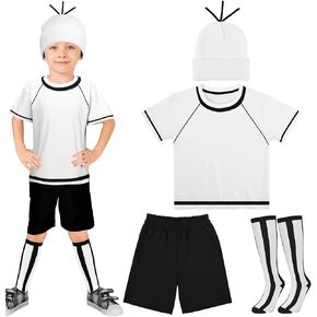 4pcs World Book Day Costume تشمل السراويل القصيرة ذات القبعة البيضاء والجوارب المخططة لـ World Book Day Cosplay