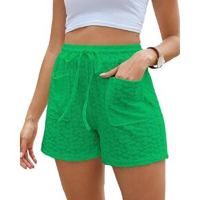 Bsubseach Shorts for Women Beach Cover Up Shorts Terry Cloth Summer Casual Elastic Waist Drawstring Short Pants