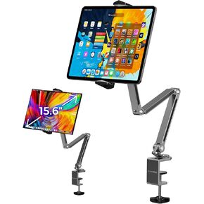 Tablet Holder Stand for Kindle Reading in Bed, Flexible Adjustable Tablet Arm Mount for desk, Foldable Stand Compatible with iPad Mini Pro Air, Kindle, Switch, Galaxy Tabs, More 4.7-13" Devices