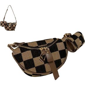 حزمة Fanny التي تم فحصها للسيدات مع حقيبة سماعة الرأس ، Fashion Checkered Fanny Pack