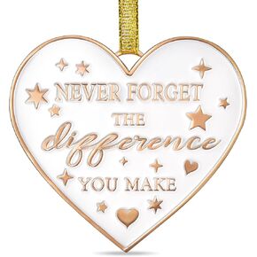 Thank You Gifts-Never Forget The Difference You Make, Metal Ornament Keepsake Sign Heart Plaque Farewell Going Away Goodbye Appreciation Retirement Gifts for Women Coworker Friend Teacher Employee