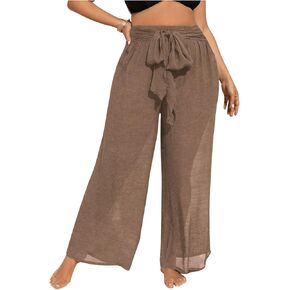 Women's Plus Size Swimsuit Coverups Tie Front Bikini Cover Up Beach Pants Bathing Suit Cover Up Pants