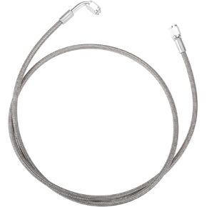 AN3 Braided Steel Turbo Oil Feed Line 90 Degree to Straight Hose End, 48" Remote Turbocharger Oil Drain Return Line Universal for Car Stainless Steel PTFE Silver Tone Replace Parts