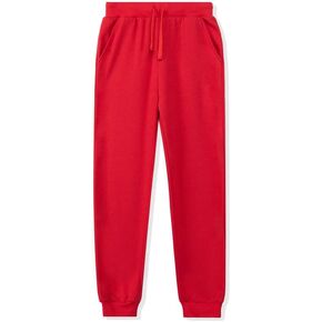 DOTDOG Kids Unisex Soft Brushed Fleece Pull-on Jogger Sweatpants Basic Casual Pants for Boys or Girls (3-12 Years)(red, s)