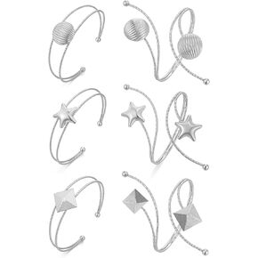 BOMAIL 6Pcs Gold Arm Cuff Bracelets for Women Open Upper Arm Bangle Adjustable Coil Swirl Armlet Armband Set Minimalist Arm Bracelet Upper Arm Cuff Jewelry