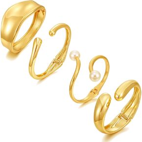 BROCC 2-4PCS أساور إدارات الكفة الذهبية للنساء العصرية مفصلية الأسلوب القابل للتعديل سوار سوار الإسهال