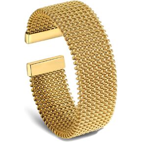 أساور Hotoo Gold Open Cuffles واسعة أساور منسوجة للنساء مجوهرات قابلة للتكديس من الفولاذ المقاوم للصدأ لهدايا عيد الميلاد