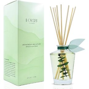 Lovspa Cleanse Eucalyptus sage reed diffuser oil and stick hift with with reacal eacalyptus ، sage ، pepermint ، thyme ، bergamot and lim