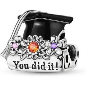925 Sterling Silver Charms for Bracelets and Necklace Mom Hot Air Balloon Cross Graduation Cap Charms Pendant Bead for Women