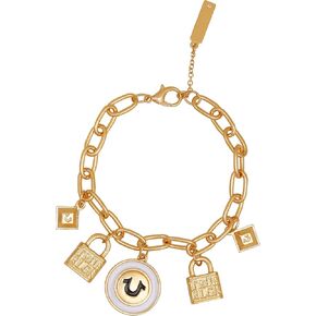 الدين الحقيقي Goldtone حدوة الحصان وقفل سوار سحر