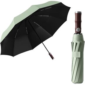 Extra Large Travel Folding Luxurious Umbrella 10 Ribs for Men Automatic Open/Close Coating Layer Fabric Blocking/heavy duty Portable Golf/Car Backpack/Rain Sun Anti UPF 50 UV Protection 99.9