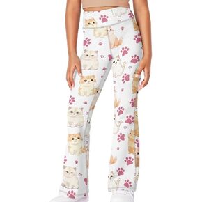 Girl Yoga Leggings High Waisted Flare Pants Wide Leg Casual 5-14Y