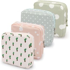 4 Pack Sanitary Napkin Storage Bags, Reusable Portable Period Bags Suitable for Women