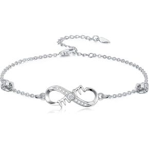 Dorunmo Mom Bracelet 925 Sterling Silver Infinity Heart Anklet Bracelets for Women Mother's Day Jewelry Gifts for Wife Her from Daughter Son