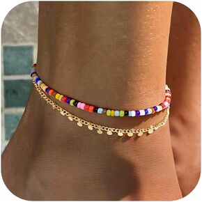 أساور الكاحل من Yoosteel للنساء - Boho Bead Anklets لطيف غير قابل للتعديل.