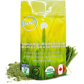 AM2 Powder Barley Grass Powder - Superfoods العضوية ، 125 جرام (62 حصصًا) - غنية بالمضادات الأكسدة والمغذيات ، تدعم المناعة والصحة الجهاز الهضمي وعافية القلب مع جرعة يومية سهلة