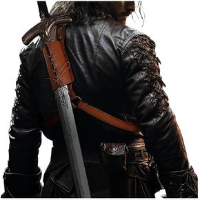L'VOW Medieval Leather Sword Holster Belt Renaissance Sword Frog Shoulder Belt Knight Cosplay Accessory