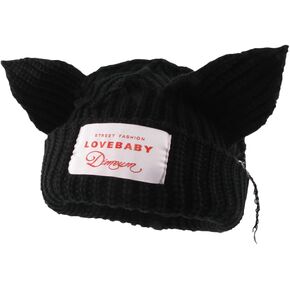 Cute Ear Beanie Hat, Unisex Cat Ear Crochet Hats Knit Slouchy Beanies Finn Hat Y2k Grunge Accessories
