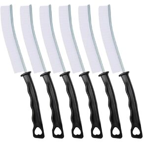 Hard Bristle Crevice Cleaning Brush, Versatile Scrub Tool for Kitchen, Window, Vehicle, Faucets,Grout, Household Use, and Bathroom 6 Pack Color Black and White