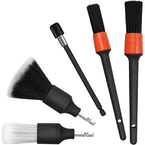 Car Detailing Brush Set, 5pcs Detailing Drill Brush Set, Premium Car Wash Brushes for Cleaning Wheels, Engine, Interior, Air Vents, Car, Auto, Truck(5pcs Set)